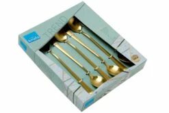 Amefa Austin 1410 Seis Cucharas De Sorbete/Latte Macchiato Cucharas, Oro Mate -KNIVESANDTOOLS Ventas AM1410AUTR06AV6 04 amefa