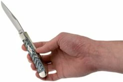 Case Medium Trapper White & Black Carbon Fiber-G10 Weave Smooth, 38920 10254 SS Navaja -KNIVESANDTOOLS Ventas CE38920 05 case