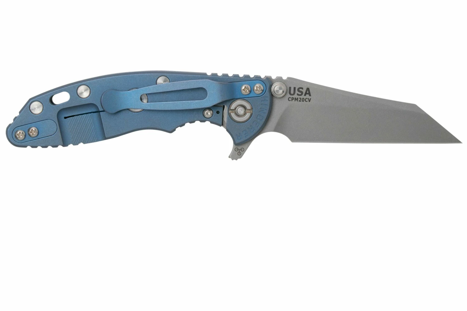 Rick Hinderer XM-18 3" Wharncliffe 20CV Acid Stonewash, Battle Blue, Black G10, Navaja 4 Rick Hinderer XM-18 3" Wharncliffe 20CV Acid Stonewash, Battle Blue, Black G10, Navaja - Imagen 2