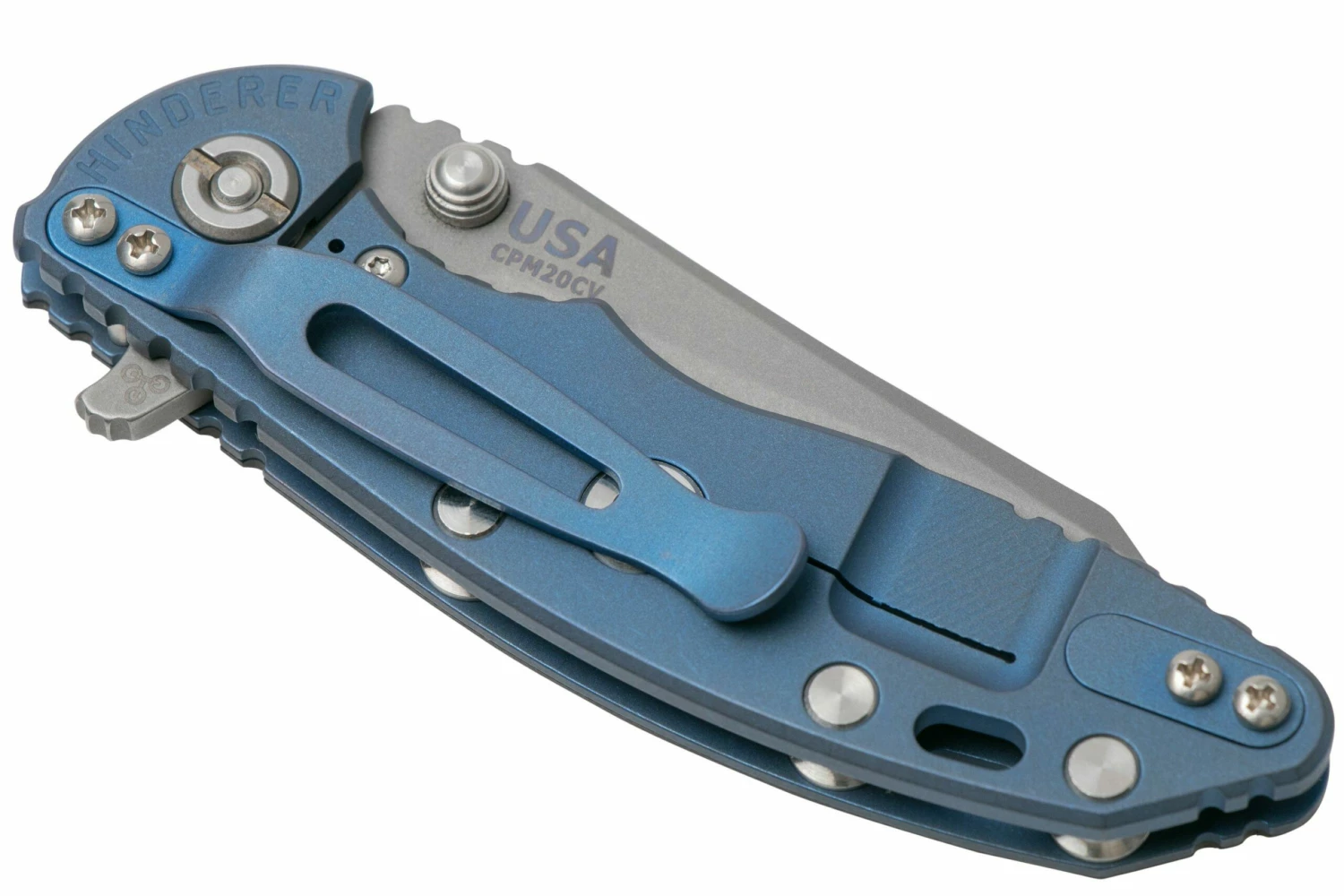 Rick Hinderer XM-18 3" Wharncliffe 20CV Acid Stonewash, Battle Blue, Black G10, Navaja 6 Rick Hinderer XM-18 3" Wharncliffe 20CV Acid Stonewash, Battle Blue, Black G10, Navaja - Imagen 4