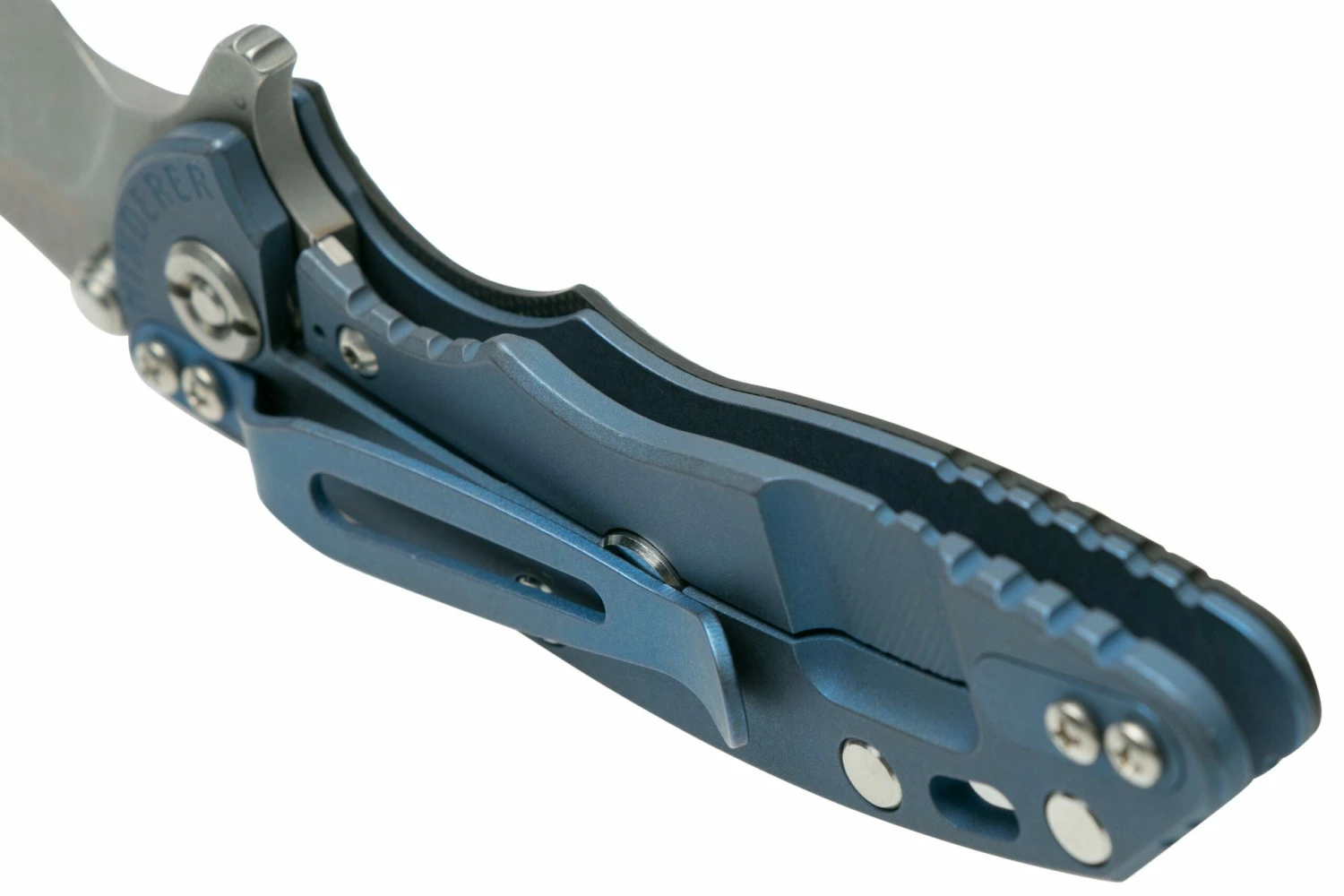 Rick Hinderer XM-18 3" Wharncliffe 20CV Acid Stonewash, Battle Blue, Black G10, Navaja 7 Rick Hinderer XM-18 3" Wharncliffe 20CV Acid Stonewash, Battle Blue, Black G10, Navaja - Imagen 5