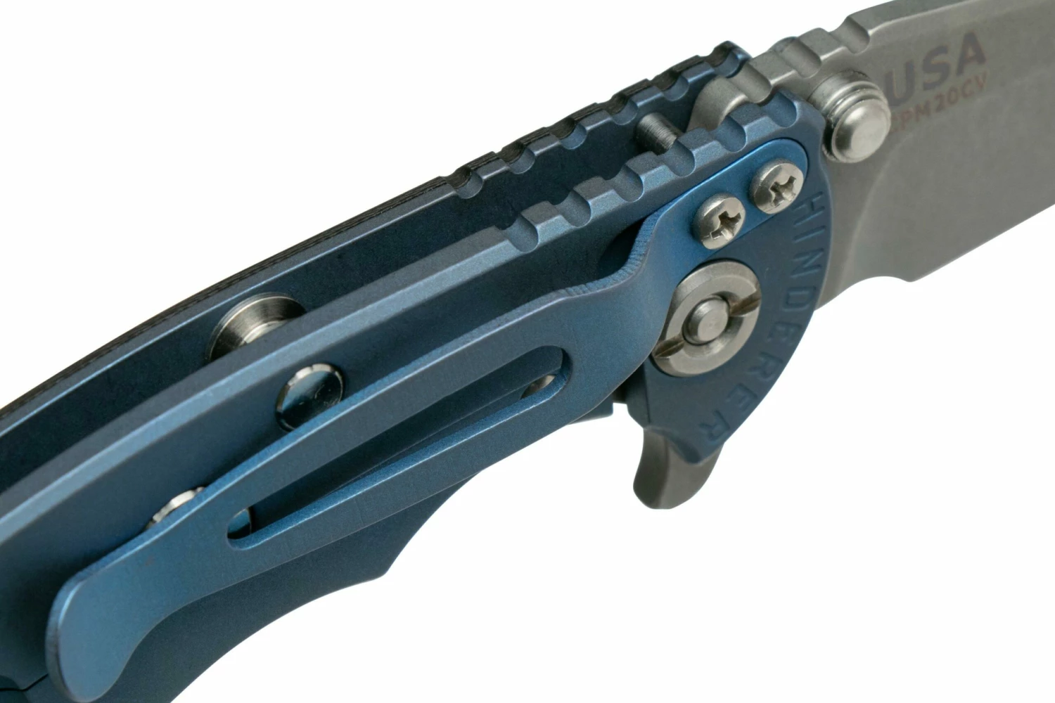 Rick Hinderer XM-18 3" Wharncliffe 20CV Acid Stonewash, Battle Blue, Black G10, Navaja 8 Rick Hinderer XM-18 3" Wharncliffe 20CV Acid Stonewash, Battle Blue, Black G10, Navaja - Imagen 6