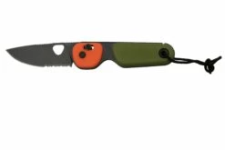 The James Brand The Redstone, OD Green + Orange PP, Negro, Serrated, KN118197-01, Navaja