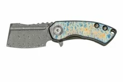 Kansept Mini Korvid K3030A2 Damascus, Lightning Strike Titanium Navaja, Diseño Justin Koch
