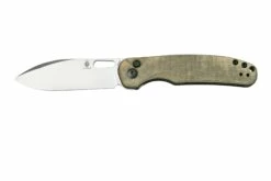 Kizer Vanguard HIC-CUP V3606C1, Button Lock Green Micarta Navaja, Diseño Azo