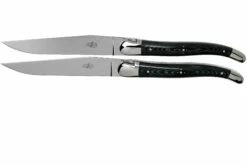 Forge De Laguiole T22MINTCNOI Negro Micarta Juego De Cuchillos Para Carne Pulidos De 2 Piezas