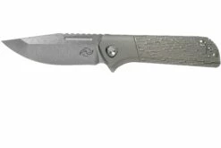 Liong Mah Lanny V2, Textured Titanium, Satin M390 Navaja