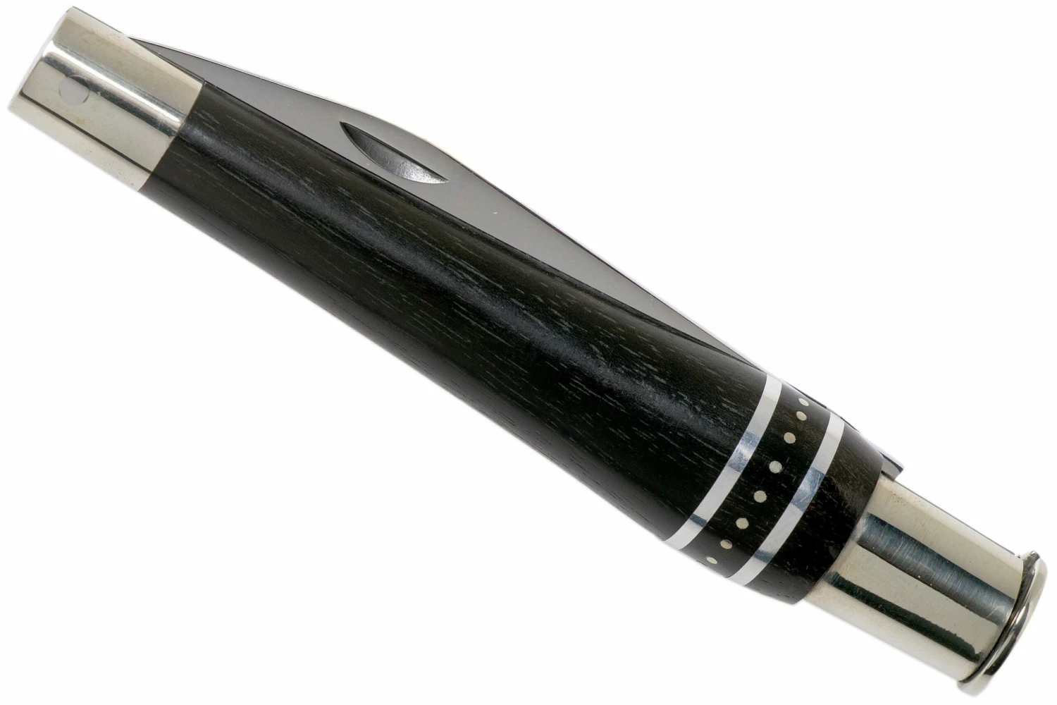Nontron No. 22 Nickel Silver Turning Ferrule, Marquetry Ebony Aluminium, Doble Virola NN22DVEBALU Navaja 6 Nontron No. 22 Nickel Silver Turning Ferrule, Marquetry Ebony Aluminium, Doble Virola NN22DVEBALU Navaja - Imagen 4