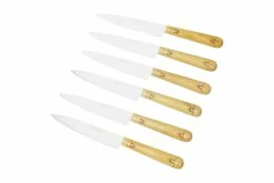 Nontron Traditional Set Of 6 Kitchen Knives, T6OF12RBU Juego De Cuchillos De 6 Piezas