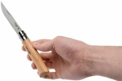 Opinel Navaja No. 8 Classic, Acero Inoxidable, Con Funda De Cuero, Madera De Haya -KNIVESANDTOOLS Ventas OP001089 08 opinel v201903