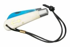 Otter Anchor Knife SET 173 KN Large Blued Carbon, Bone, Brass Anchor, Leather Strap Navaja -KNIVESANDTOOLS Ventas ORSET173KN 07 otter