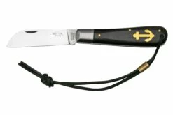 Otter Anchor Knife SET 173 Large Stainless, Grenadilla, Brass Anchor, Leather Strap Navaja