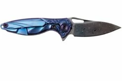 Rike Mini Hummingbird Navaja Damascus, Azul -KNIVESANDTOOLS Ventas RKMINI BL 02 rike knives mini hummingbird rkmini bl 02