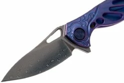 Rike Mini Hummingbird Navaja Damascus, Azul -KNIVESANDTOOLS Ventas RKMINI BL 03 rike knives mini hummingbird rkmini bl 03