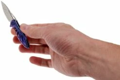 Rike Mini Hummingbird Navaja Damascus, Azul -KNIVESANDTOOLS Ventas RKMINI BL 08 rike knives mini hummingbird rkmini bl 08