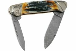 Rough Ryder Canoe Cinnamon Stag RR2156 Damascus Navaja Slipjoint -KNIVESANDTOOLS Ventas RY2156 02 rough ryder