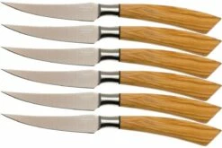 Saladini 6-delige Juego De Cuchillos Para Carne 23 Cm, Madera De Olivo