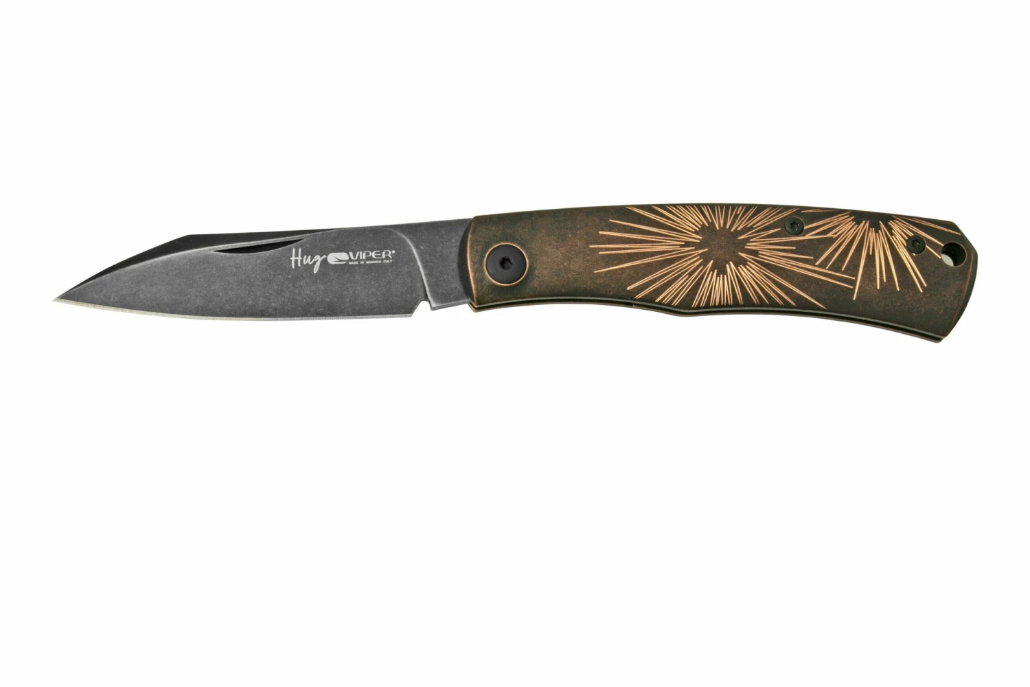 Viper Hug V5991BRS Black Blade, Black Stonewashed Bronze Star Navaja, Sacha Thiel Design 3 Viper Hug V5991BRS Black Blade, Black Stonewashed Bronze Star Navaja, Sacha Thiel Design