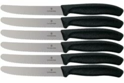 Victorinox SwissClassic 6.7833.6, Juego De Cuchillos Para Tomate De 6 Piezas, Negro