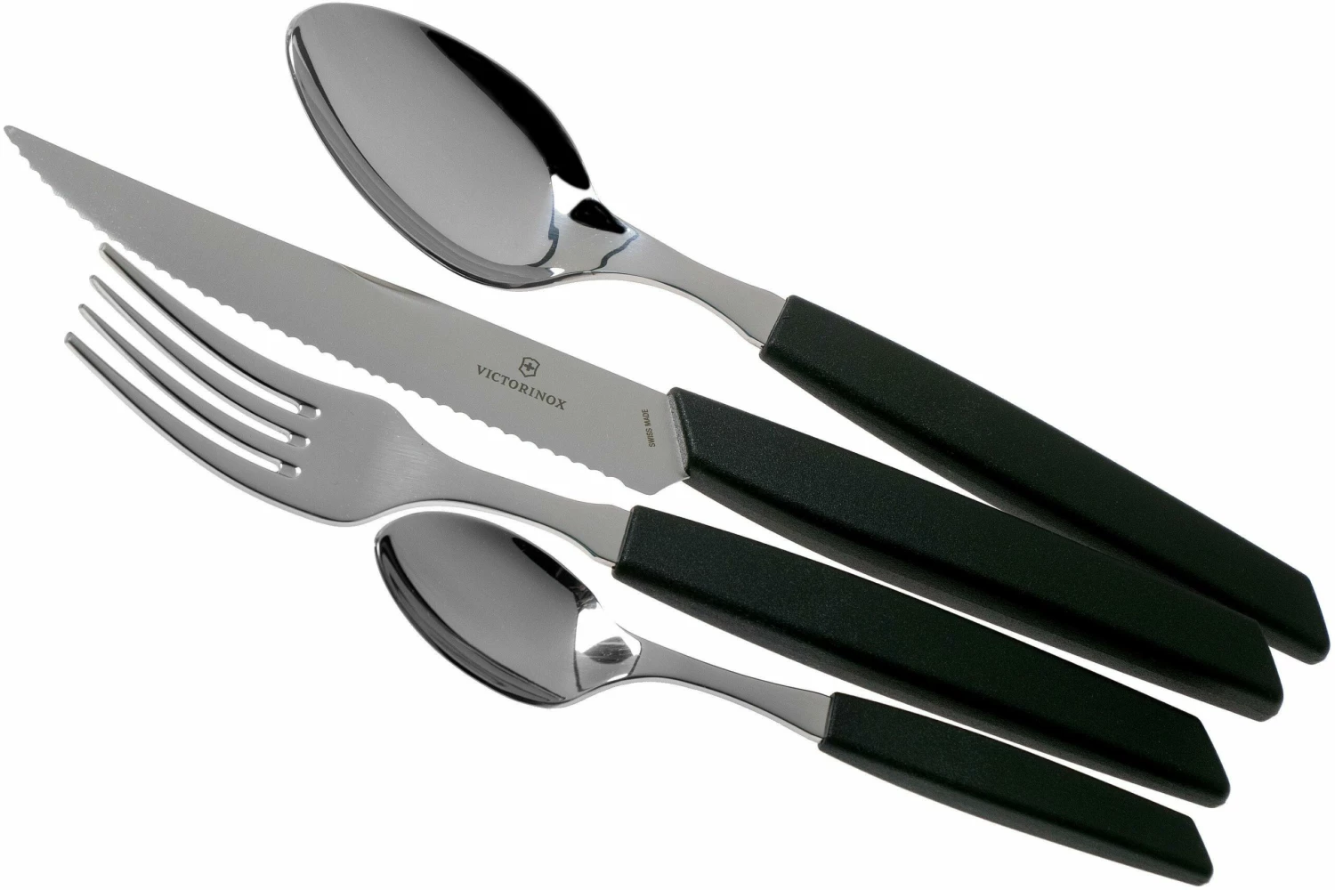 Victorinox Swiss Modern 6.9093.12W.24, Set De Cubiertos De 24 Piezas Con Cuchillo Para Carne, Negro 3 Victorinox Swiss Modern 6.9093.12W.24, Set De Cubiertos De 24 Piezas Con Cuchillo Para Carne, Negro