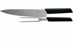Victorinox Swiss Modern Cuchillo Para Trinchar Y Tenedor Para Carne, Negro
