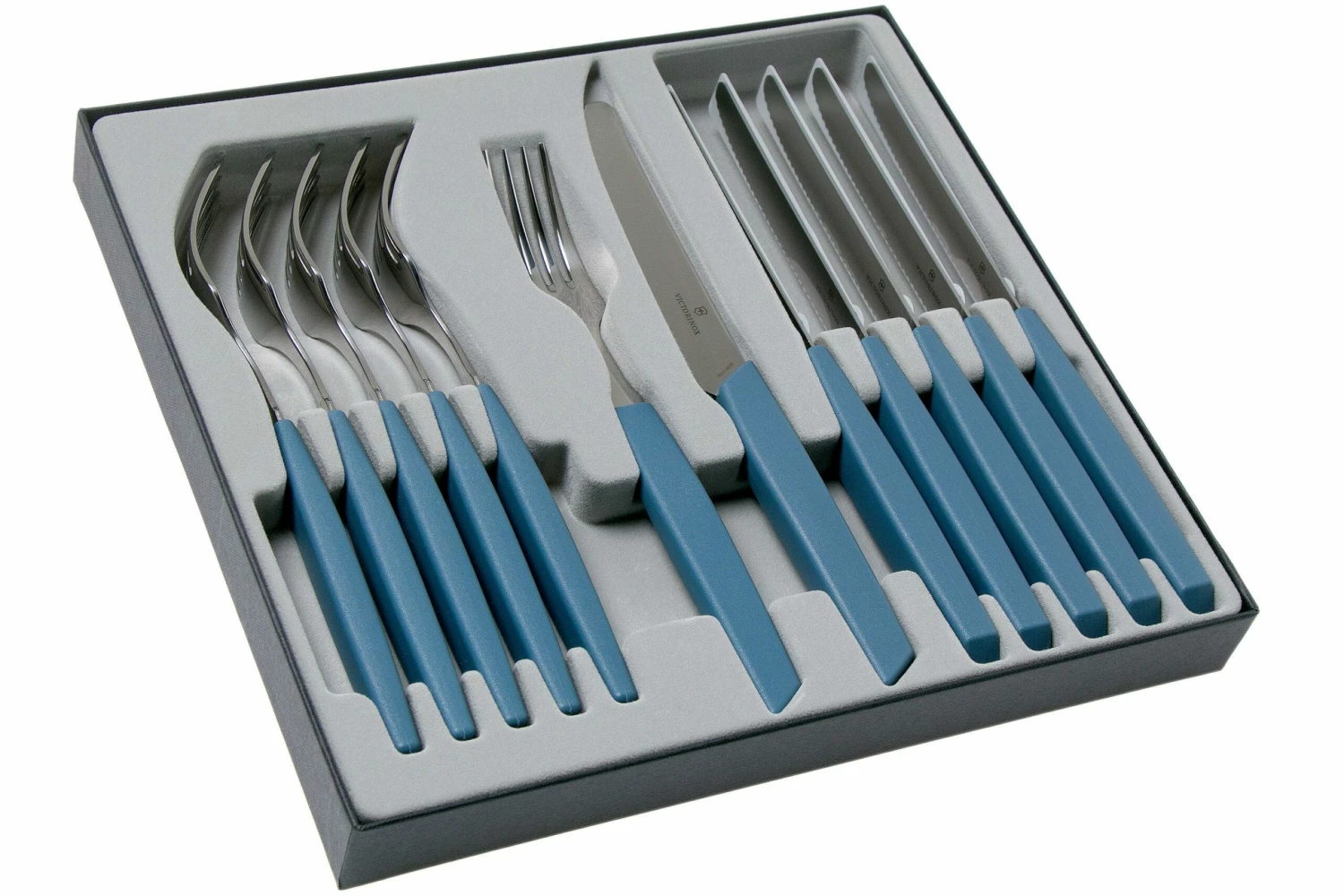 Victorinox Swiss Modern 6.9096.11W2.12, Set De Cubiertos De 12 Piezas Con Cuchillo De Tomate, Azul 4 Victorinox Swiss Modern 6.9096.11W2.12, Set De Cubiertos De 12 Piezas Con Cuchillo De Tomate, Azul - Imagen 2