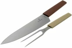 Victorinox Swiss Modern Cuchillo Para Trinchar Y Tenedor Para Carne, Rojo Y Beis -KNIVESANDTOOLS Ventas VT6 9096 21G 03 victorinox