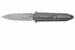 WE Knife Diatomic WE22032-DS1 Gray Bead Blast Titanium, Hakkapella Damasteel Single Edge Navaja