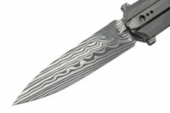 WE Knife Diatomic WE22032-DS1 Gray Bead Blast Titanium, Hakkapella Damasteel Single Edge Navaja -KNIVESANDTOOLS Ventas WKWE22032 DS1 03 weknife