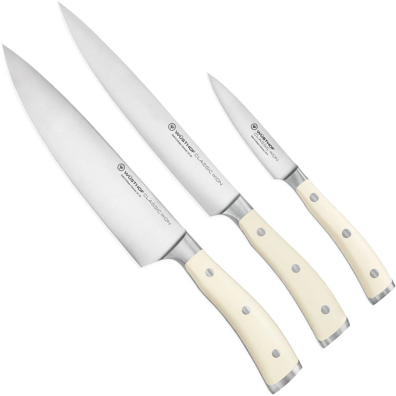 Wüsthof Classic Ikon Blanco Juego De Cuchillo 3-uds 3 Wüsthof Classic Ikon Blanco Juego De Cuchillo 3-uds